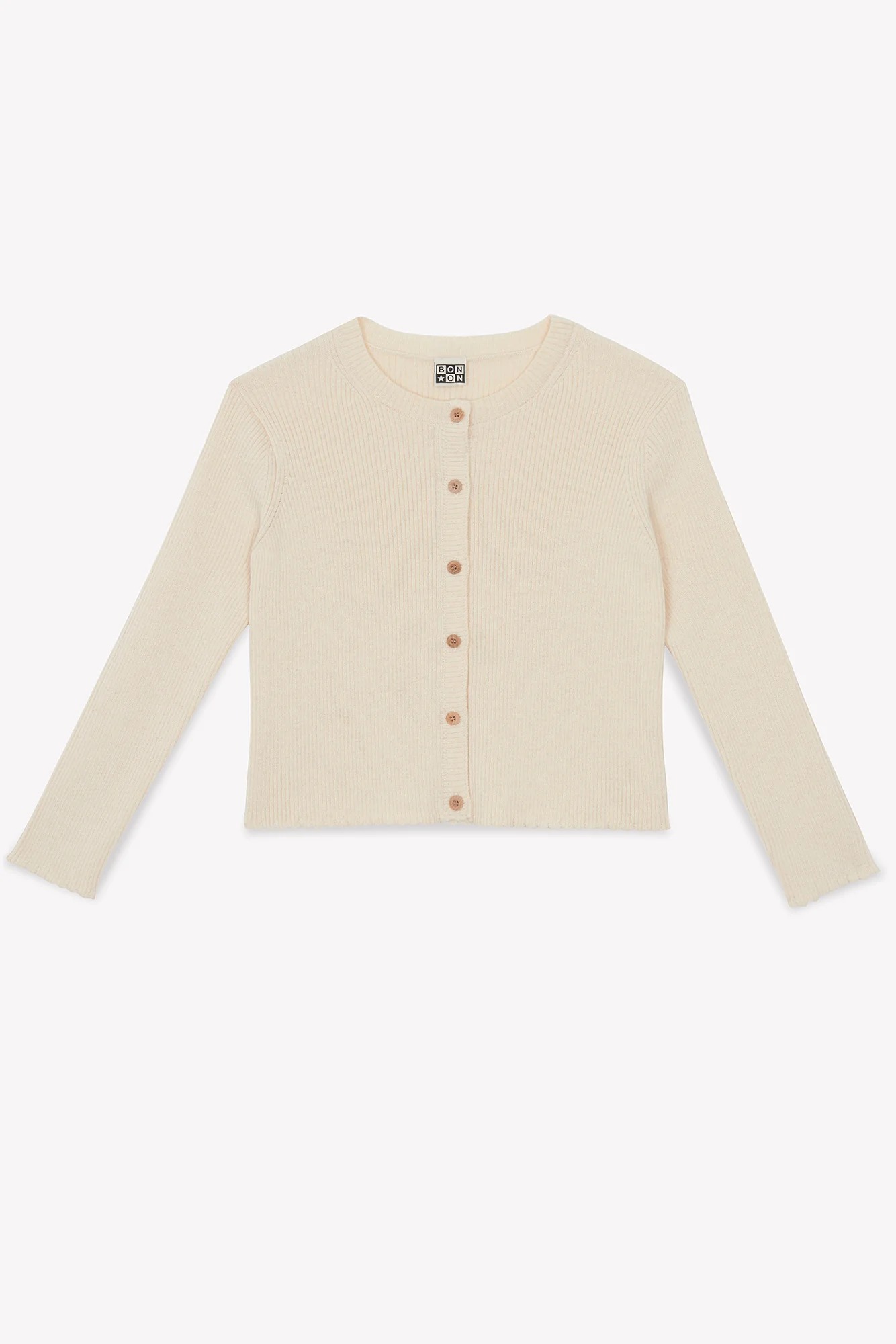 Cardigan - Lotta écru bonton en tricot côtelé