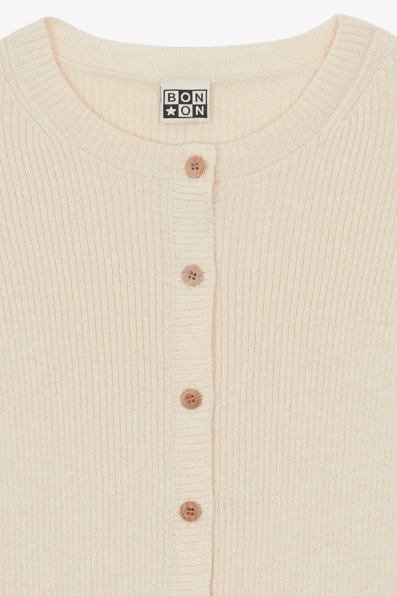 Cardigan - Lotta écru bonton en tricot côtelé - Image 2