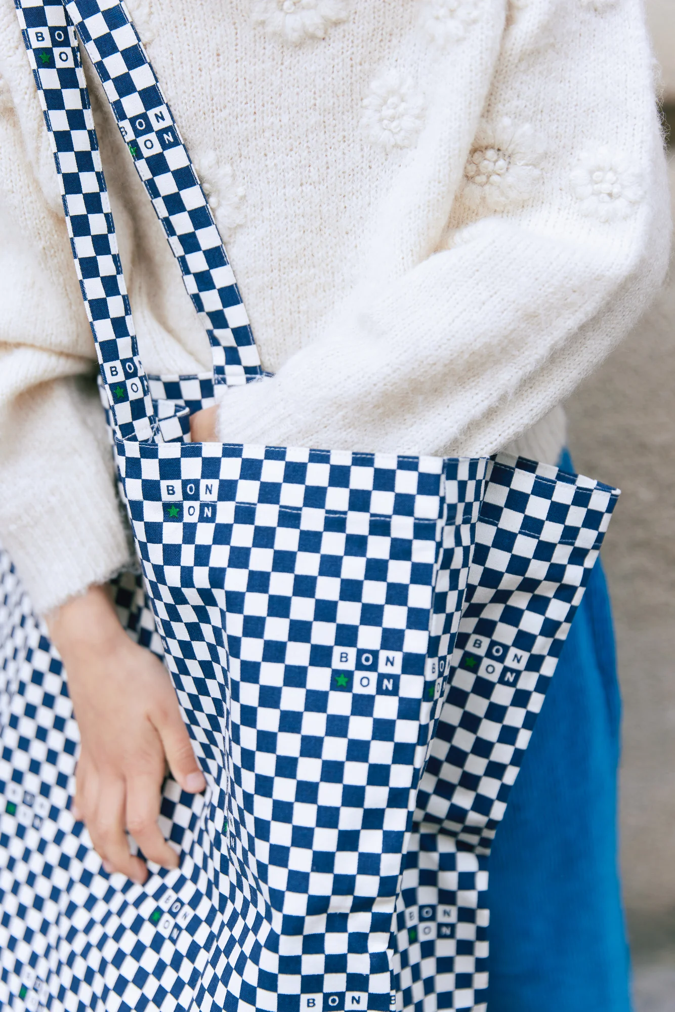 Grand Cabas - Jo bleu Damier - Image 2