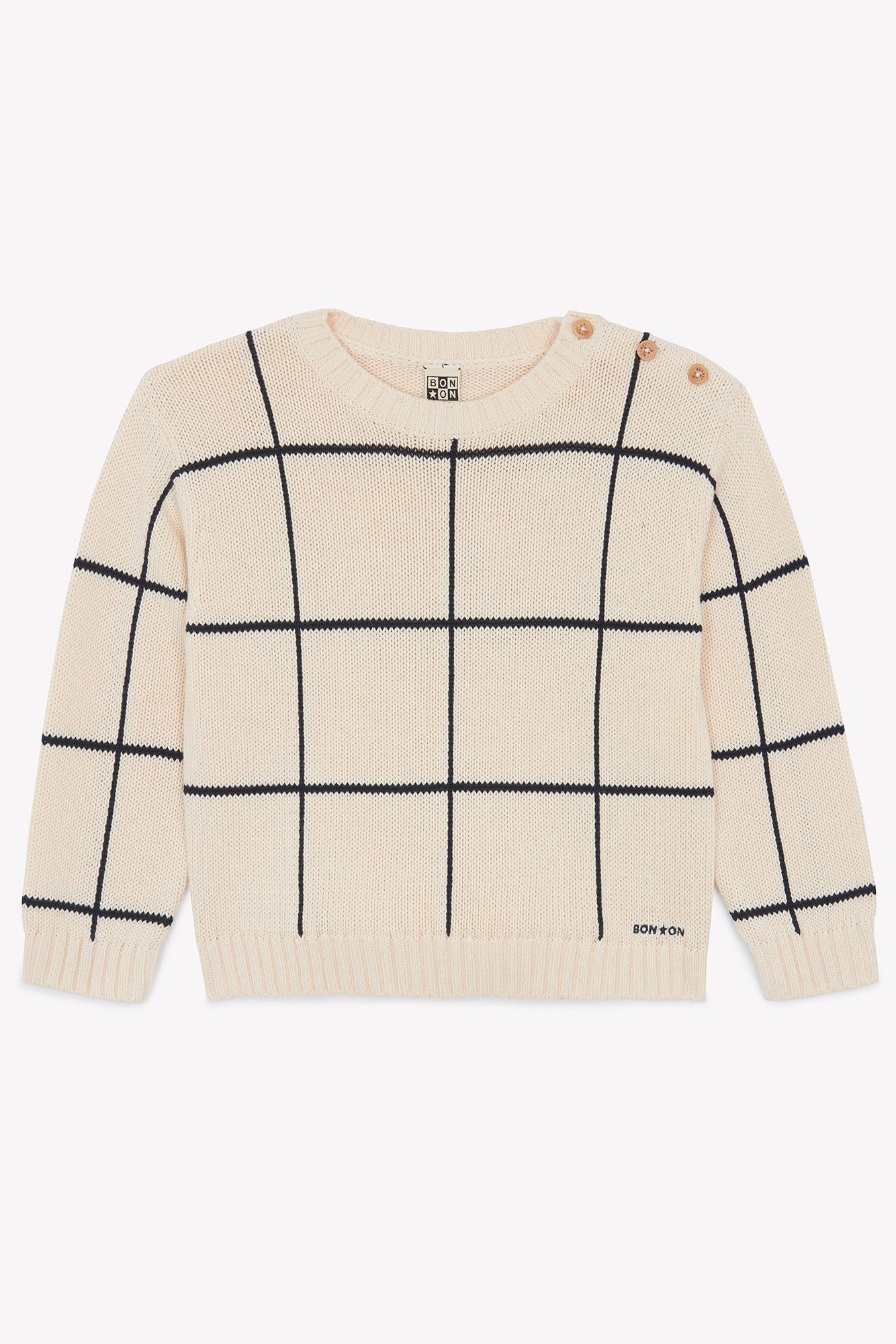Pull - Misty écru bonton quadrillé - Image 4
