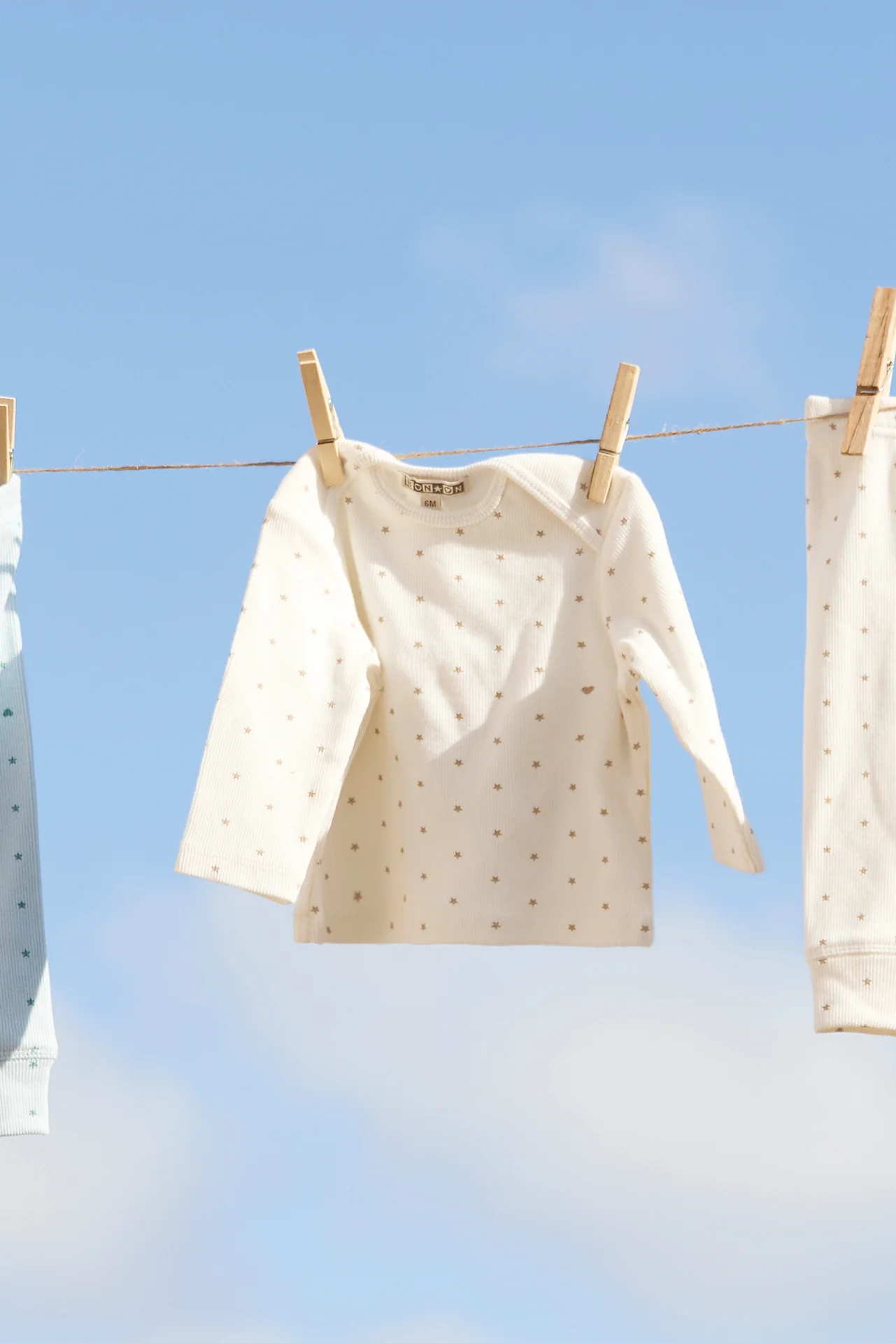 Pyjama 2 pièces - Ecru bonton étoiles