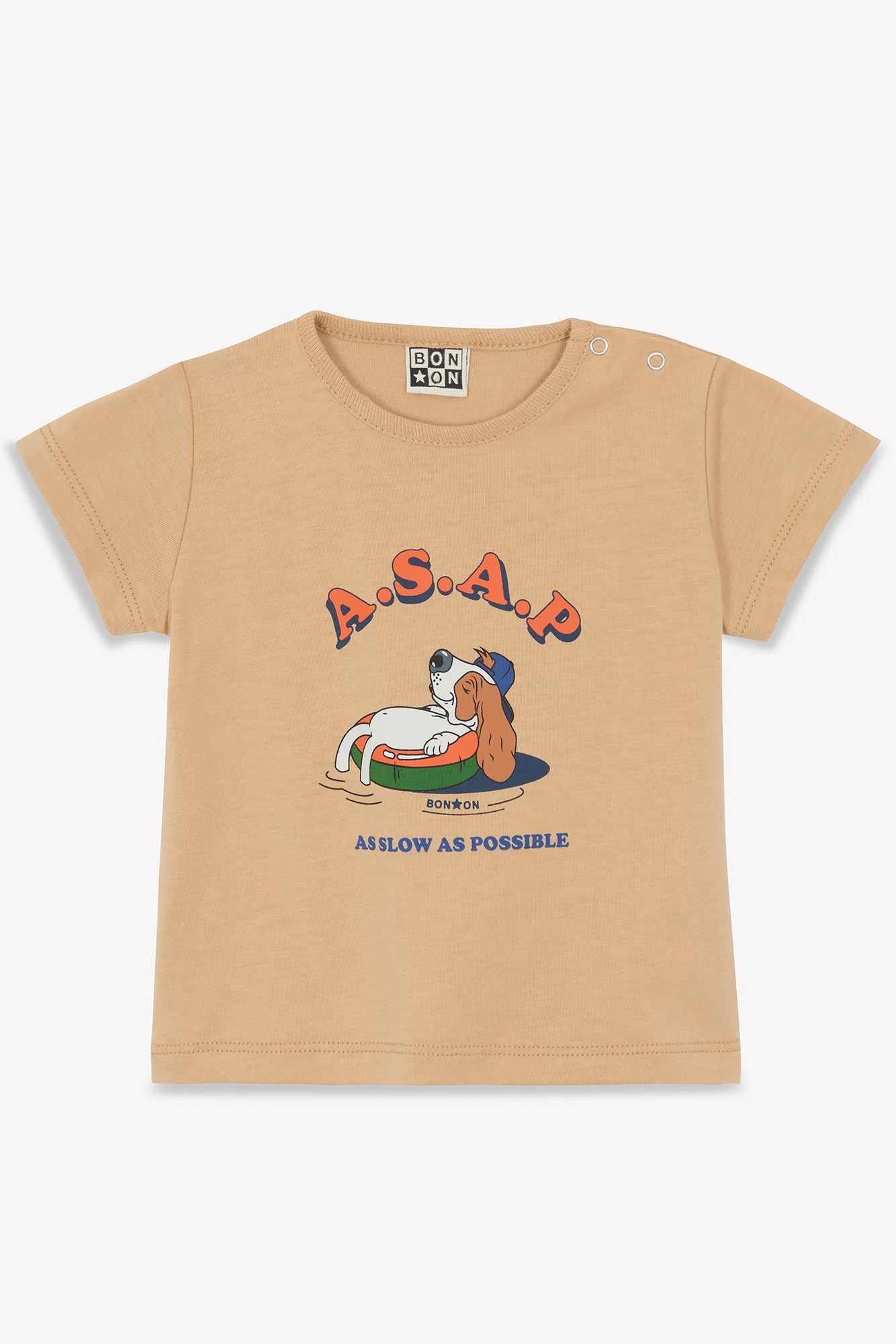 T-shirt - Tuba  beige sieste illustration "Chien Asap"